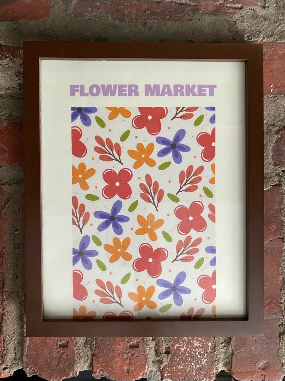 Flower Market Floral Print in Brown Frame